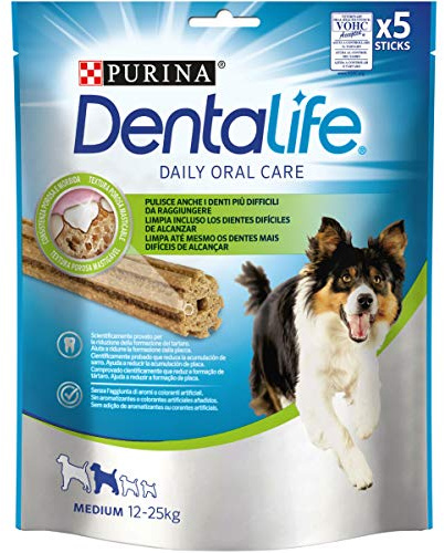 PURINA DENTALIFE Daily Oral Care Snack per l'Igiene Orale per Cani Adulti 6 Confezioni da 5 Stick