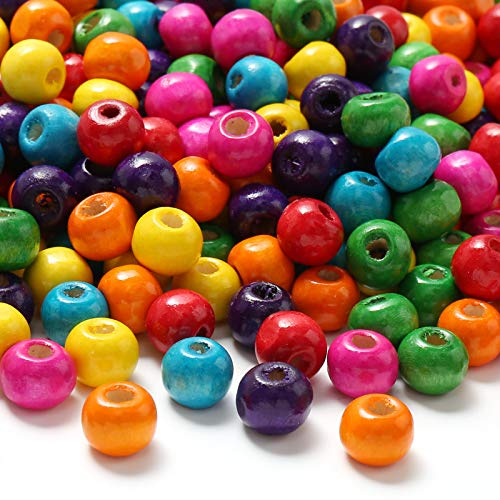 HERZWILD Perline Legno Colorate 1000 Pezzi Naturale Tonde Multicolore 8mm per Artigianato Collane Braccialetti