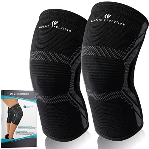 KINETIC EVOLUTION 2 Stück Kniebandage Damen und Herren, Kompression Kniestütze, Sport Knieschoner für Laufen, Kraftsport, Volleyball