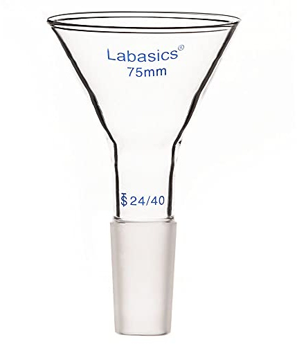 Labasics Embudo en Polvo de Vidrio con Tallo Corto con Diámetro Exterior Superior de 75mm y 24/40 de Junta Interior, Embudo de Vidrio Glass Funnel Lab Funnel