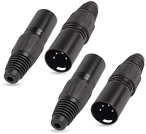 XMSJSIY 4 Pin XLR Male Plugs Microphone Connectors Audio Socket 4PCS | 4 Pin XLR-M Plug Audio Connector Ends Solder-Type Microphone Cable Replacement and Repair