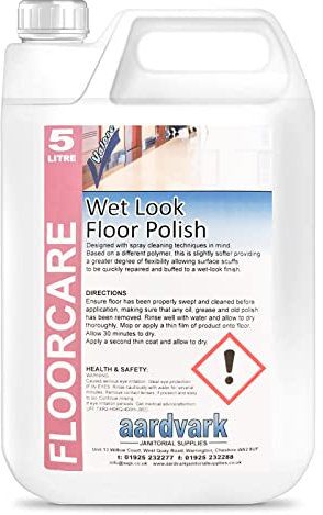 5L Wet Look Floor Polish - Repair Surface Scuffs and Marks - High Solids, Dry-Bright Metallised Emulsion