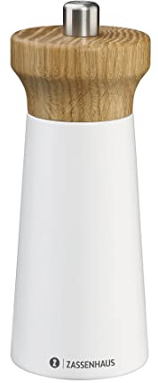Zassenhaus Salzmühle WESTERLAND 14 cm, weiß, Buchenholz, Keramikmahlwerk