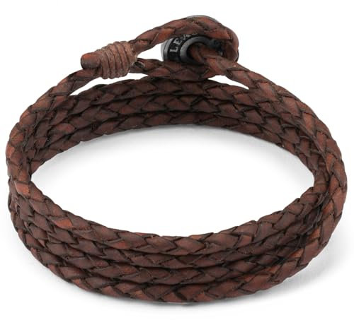LOCAL LEAGUE Herren-Armband aus Leder SURF PATROL AUSTRALIA - BRAUN - voll Verstellbar - Mehrschichtiges Wickelarmband für Männer, Freund, Party, Kordel Geflochten Seiloptik 82 cm