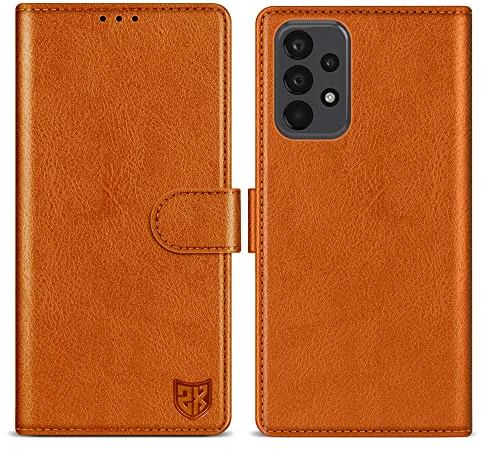 ZZXX for Samsung Galaxy A23 5G/4G Wallet Case with [RFID Blocking] Card Slot Kickstand Magnetic Closure Leather Flip Fold Protective Phone Case for Galaxy A23 5G/4G Case Wallet(Brown-6.6 inch)