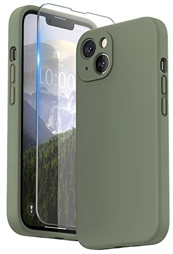 SURPHY für iPhone 13 Hülle Silikon mit Displayschutzfolie | Case mit Kameraschutz Stoßfeste Handyhülle 6,1 mit Erhöhter Randschutz