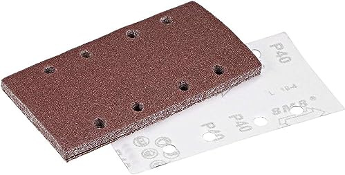TA-VIGOR 10Pcs Sanding Sheets 40 Grit, 95mm x 185mm Rectangular Sandpaper Hook and Loop 8 Holes Sander Pads for Electric Sander