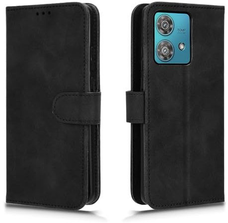 HAOYE Funda para Motorla Moto Edge 40 Neo, Funda Tapa Libro Movil Carcasa PU Cuero Case Cover con [Protección Completa] [Ranura Tarjeta][Función Soporte], Negro