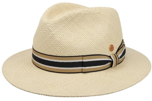 Mayser Mathis Panamahut Strohhut Sonnenhut Sommerhut Panamastrohhut Damen/Herren - Made in The EU mit Ripsband Sommer Frühling-Sommer - M (56-57 cm) Natur