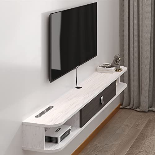 Pmnianhua Mueble de TV colgante para TV, mueble bajo para TV, banco de televisión, armario multimedia de pared, gran almacenamiento con 1 puerta y 2 armarios para salón, dormitorio y oficina (160 cm)