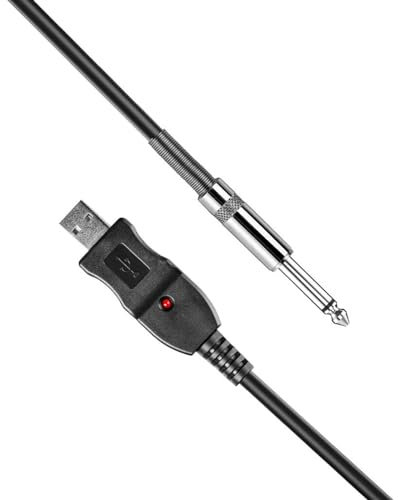 Câble De Connexion USB Pour Guitare Basse, 300cm, 1/4 Pouces, Jack 6.3mm, Câble D'enregistrement Avec Indicateur LED Câble d'instrument Guitare