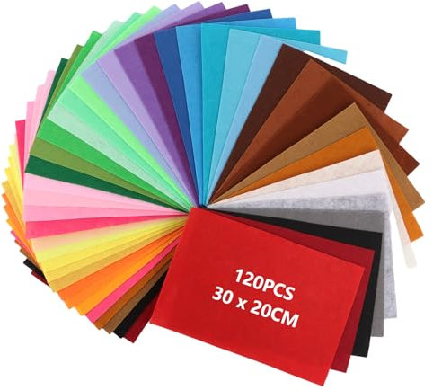 YAYODS 120 Stück Bunter Filz Stoff 40 Farben - Filzstoff 1mm - 20 x 30 cm Bastelfilz zum Nähen - Filz zum Basteln - Filzset für Anfänger, DIY-Dekorationen, Vielfältige Bastelarbeiten