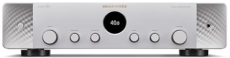 Marantz Receptor AV estéreo de los años 70, 6 entradas HDMI (3 x 8K), HEOS Multiroom, AirPlay 2 y Bluetooth, Color Plateado y Dorado