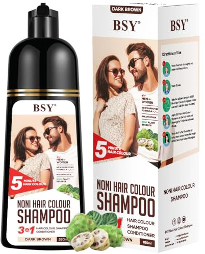 Noni Shampoo per tintura per capelli da 6 once liquide, confezione con pompa, senza ammoniaca, 3 in 1, shampoo e balsamo per tintura dei capelli per le donne, tintura per capelli alla frutta di noni