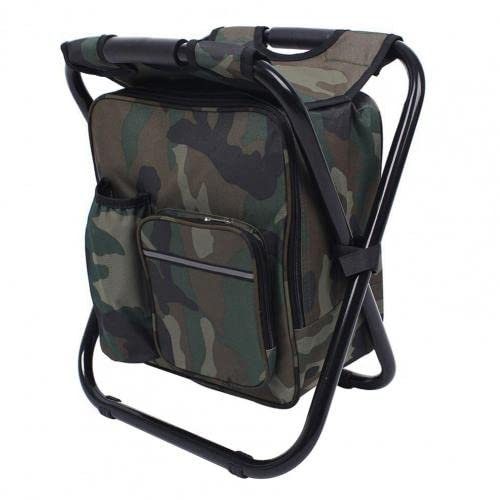 HHOZsafety Campingstuhl Klappbarer Camping-Angelstuhl Hocker Angelstuhl Klapphocker Tragbarer Rucksack Wärmedämmung Picknicktasche Sitz Picknick-Klappstuhl (Camo