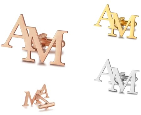 Glimmerday Personalisierte Manschettenknöpfe für Papa, 1 Paar Manschettenknöpfe aus Edelstahl mit personalisierten Initialen, Vatertag, Valentinstag, Geburtstagsgeschenk für Ehemann und Opa