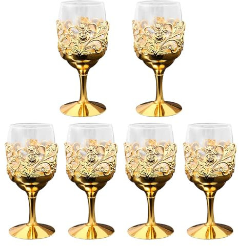 JISADER Vintage Kelch kleine Blumen Muster Trinkglas zeremonielle Trinkgeschirr Dekoration, 6 Stück