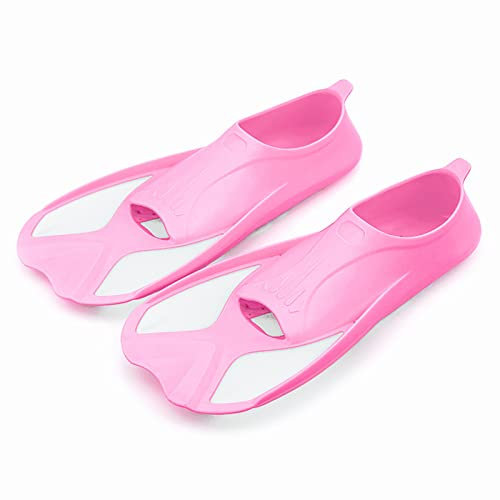 HERCHR Kinder-Schwimmflossen, 1 Paar Kinder-Schnorchelflossen, Schwimmtrainingsflossen, Fersenwickel, Schwimmende Flossen Für Jungen Und Mädchen, Geschenk(XXXXS（30-31)-Rosa