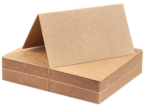 100 Stück Tischkarten,Blanko Unbedruckt Namensschilder Hochzeit,Platzkarten | Tischkarten Kraftpapier zum Selbst Beschriften für Hochzeit Geburtstag Kommunion Taufe uvm,9x10cm