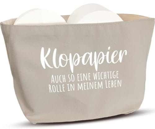COZYINT Witzige Toilettenpapier Aufbewahrung Grau | Platzsparende Klopapier Aufbewahrung als Geschenk oder Geschenkidee Toilette/Klo | Bad Deko | Toilettenpapierhalter Korb (Grau (Innen Beige))