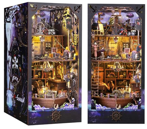 CRIOLPO DIY Book Nook Kit, Maison de poupée Miniature en Bois avec Meubles et lumière LED, Puzzle 3D en Bois, Serre-Livres d'art, Kit de Construction pour Les Personnes de Plus de 14 Ans