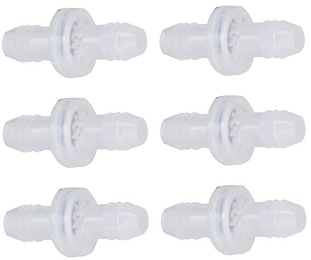 1 Way Check Valve Plastic Non Return Inline Valve - 6Pcs 3/8inch 10MM Valve, Medical Grade Material, Easy to Carry, Used in Water Treatment and Air Purification (CDPV6)