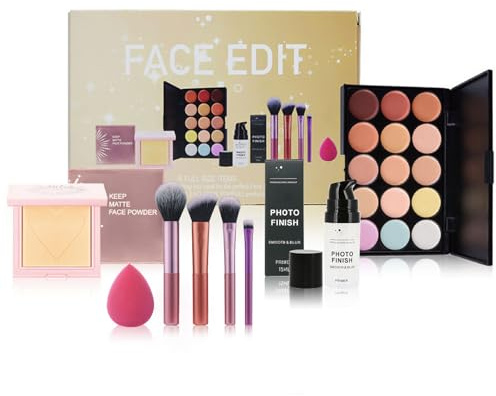 Make Up Set Für Gesicht, Schminkset Für Frauen Damen Mit Make Up Primer, Gesichtspuder, 15 Farben Concealer Palette, Makeup Pinsel Und Schwämme, Gesichts Schminke Geschenk Set