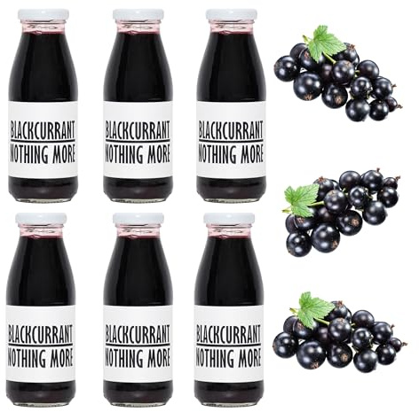PRESSUICE Fresh Blackcurrant Juice 100% Cold-Pressed NFC 6 x 250 ml | 6 Bottles Pack, Tart and Sour Flavour, Not From Concentrate, Naturally Cloudy, No Added Sugar, No Additives, Vegan, GMO Free