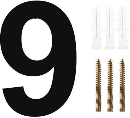 Numero Civico Esterno 6/8/10 in Acciaio Inox Galleggiante Numero civico 20 cm Nero Cartello indirizzo #0-9 Lettere Grandi targhe Moderne for Porte casa Esterno Numeri Civici Esterni(9,10inch 25.4cm)