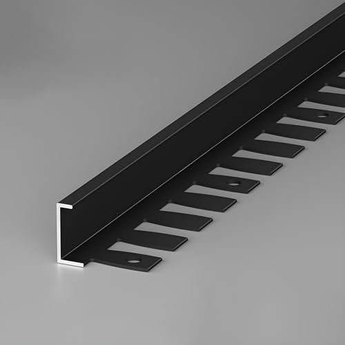 Raouoae Biegbar Abschlussprofil Aluminium Eloxiert C-Form Metallprofil 135cm 2 Stück Stufenkantenprofil Für Laminat Ideal Für Unebene Untergründe(Schwarz,Hoch: 5.5mm)
