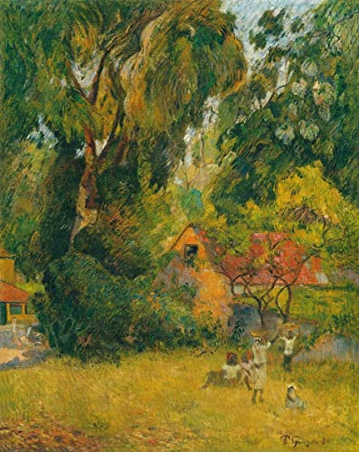 RZHRHJES Poster su Tela Quadri Ad Olio su Tela Stampe da Parete Per Quadri Capanne sotto gli alberi di Paul Gauguin per la Decorazione Della Parete 60x90cm