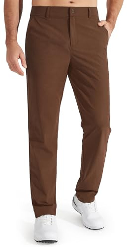 Libin Men's Dress Pants 32 Comfy Business Casual Golf Pants Quick Dry Lightweight Clothing for Men Travel Vocation Work Trousers Water Resistant, Light Coffee, 38W x 32L