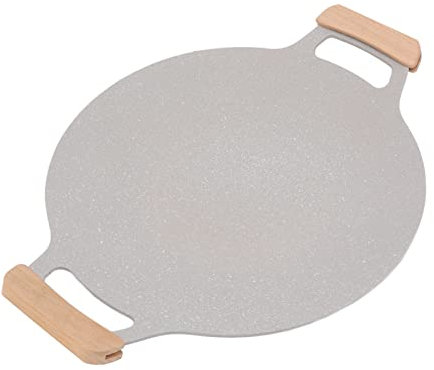 ALQSIM Korean BBQ Grill Pan, Nonstick Stovetop Grill Plate with Handles, Aluminum Round Griddle Pan Compatible with Gas Stove, Induction Cooktop, Oven, Grills, Indoor Outdoor Grilling (30cm / 11.8in)