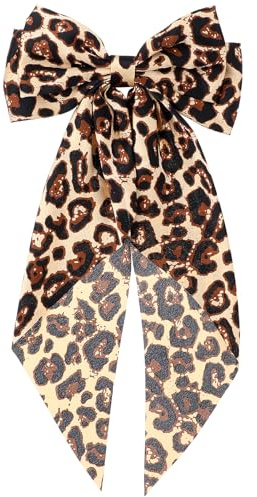 Teaaha 1 Stück Leopardenmuster Braun Haarschleifen, Große Haarschleife für Frauen, Stilvolle Haar Accessoire, Schleife Haarschmuck für Damen, Haarspange mit Schleife, Elegante Haarklammern für Mädchen