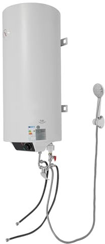 JAYEUW Scaldacqua elettrico istantaneo, 2000 W, 50 l, scaldabagno elettrico in acciaio inox, con doccia, temperatura regolabile per cucina, bagno