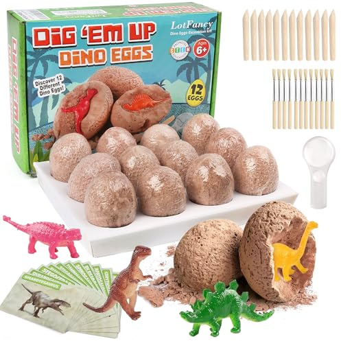 LotFancy Kit de Excavación Dinosaurios, Dinosaurios Juguetes para Niños 6+ Años, Kit de Exploración Dinosaurio de Huevos, Regalo Dinosaurios Juegos para 6 7 8 9 10 Niños y Niñas