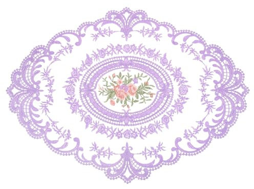 QUARKZMAN Tovaglietta in Pizzo Retrò Ovale Ricamata 30x40 cm per Casa Viola | Sottobicchieri Francese All'Uncinetto Sottobicchieri Tazza, Matrimonio