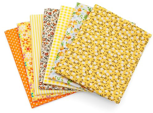 Faden & Nadel Stoffset: 7 Patchwork Stoffe, 100% Baumwolle, 50 x 50 cm, gelb