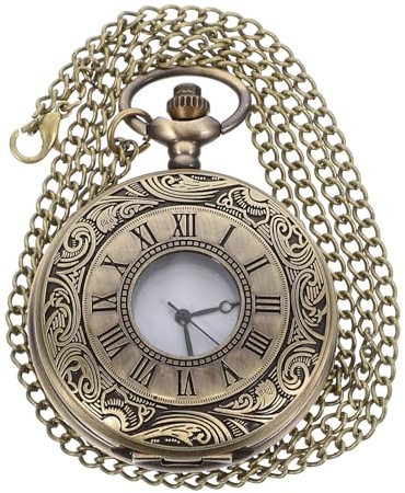 GALPADA Orologio da Tasca Vintage Decorativo in Metallo Oro | Leggero e Facile da Portare, 1 Batteria a Bottone Inclusa, Design Retro Unico
