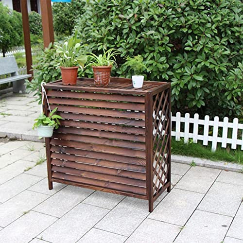 HYUFEIAO Klimaanlagenabdeckung, Außenabdeckung Aus Holzgitter Mit Rostschutz Aus Holz Für Die Klimaanlage, Mit Lamellen, Blumenständer Aus Massivholz Für Die Klimaanlage Im Garten (Size : 1