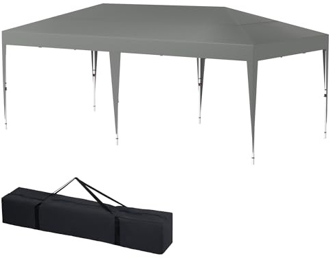 HENGMEI Gartenlauben 3x6m Gartenpavillon Pavillon Partyzelt Metall Faltpavillon Wasserdicht Stabil Gartenzelt Pergola für Party, Marktstand, Garten Outdoor Camping, Grau(ohne Seitenteile)