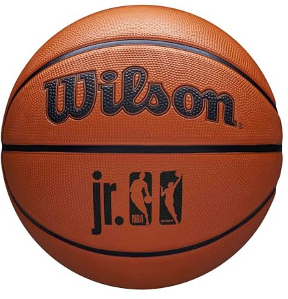 Wilson JR NBA WNBA DRV Pallone Da Basket, Realizzato Con Un Rivestimento Resistente, Per Un Controllo Ottimale e Una Compatibilità Con Diverse Superfici, Colore: Marrone, Misura: 5