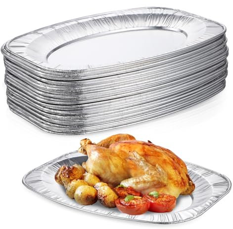 OUNONA 30piezas Platos Desechables De Aluminio Recipientes Para Hornear Vajilla Catering Para Barbacoas Fiestas y Banquetes