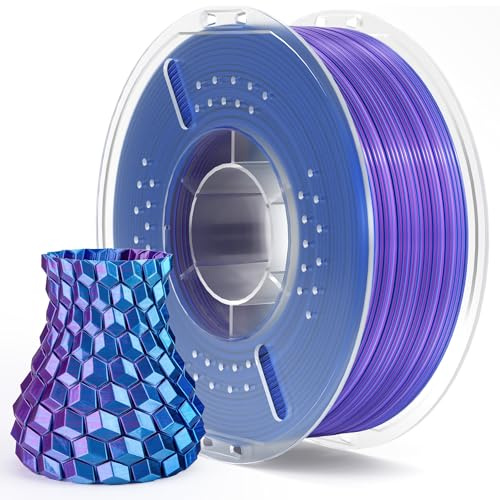 ELEGOO Silk PLA Filament 1.75mm Blue Purple 1KG, Shiny Dual Colours 3D Filament Dimensional Accuracy +/- 0.05mm, 1kg Spool(2.2lbs) Fits for Most FDM 3D Printers