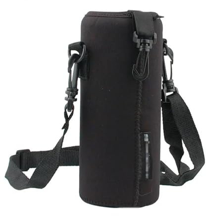 Générique Sacs pour Bouteilles Portable Water Bottle Carrier Sports Insulated Neoprene Holder Pouch Bag Strap 550ml Sleeve Shoulder Adjustable pour Pique-Nique Boissons(Black)