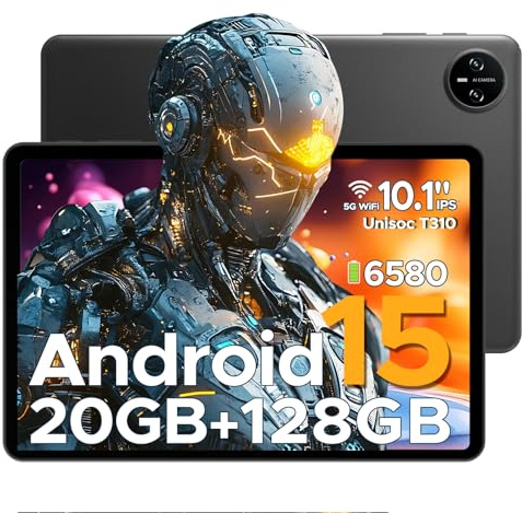 DOOGEE Tab A9 Pro Android Tablet with Keyboard, 20GB+128GB/2TB TF, 10 Inch Tablet, 6580mAh Battery, Quad Core Gaming Tablets, 2.4/5GHz, Dual Camera, Case/Mouse/Stylus, Face Unlock-Black