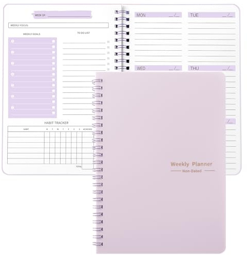 Zhswlp A5 Weekly Planner Notebook, Undated To Do List Notebook Diary 52 weeks of Daily Planner tracking for Daily life, Work, Students