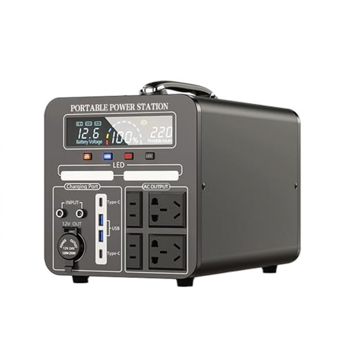 Power Bank con Generatore Solare,Batteria di Backup Mobile al Litio per Esterni Presa Ca/CC/USB/Tipo C Campeggio,Viaggi,Pesca,Emergenza(600Wh+600W,Black)