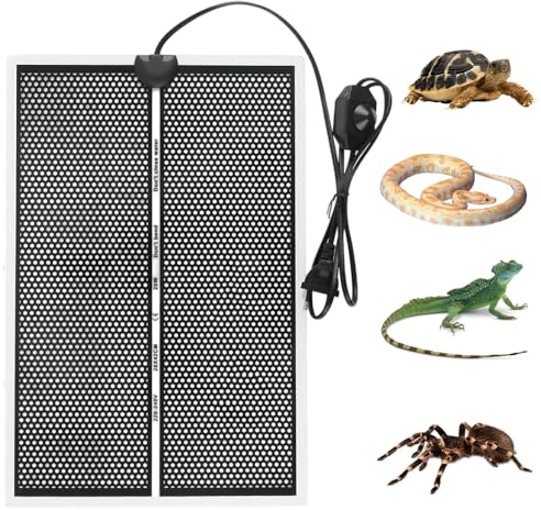Afenau Tapis Chauffant Terrarium, 20w Chauffage Terrarium avec Thermostat, Réglable Tapis Chauffant Reptile pour Tortues, Serpents, Lézards, 42 x 28 cm