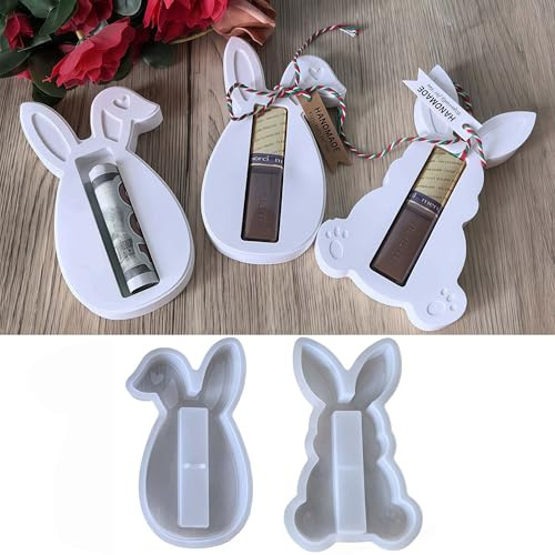 WIKIMO 2 Stück Silikonformen Gießformen Ostern Silikonform Ostern Hase Gießformen Silikon für Frühling, Gießform Geldgeschenk für DIY Basteln